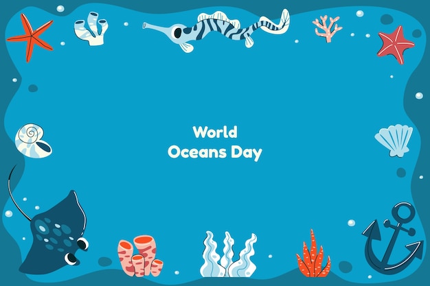 Bezpłatny wektor ręcznie rysowane tła dzień oceanów świata
