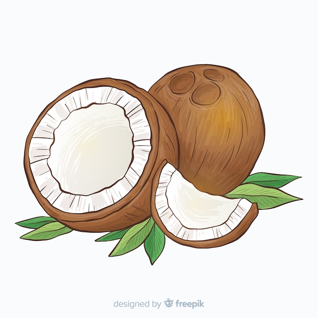 Bezpłatny wektor ręcznie rysowane tła kokosowe