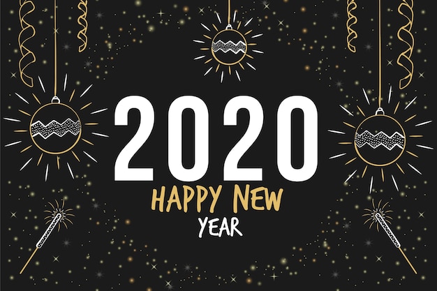 Bezpłatny wektor ręcznie rysowane tła nowego roku 2020