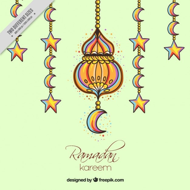 Bezpłatny wektor ręcznie rysowane tła ozdoby ramadan