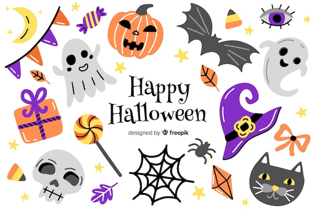 Ręcznie rysowane tła symboli halloween
