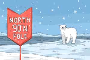 Bezpłatny wektor ręcznie rysowane tła zimowego bieguna północnego
