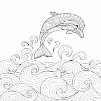 Bezpłatny wektor ręcznie rysowane tło delfina