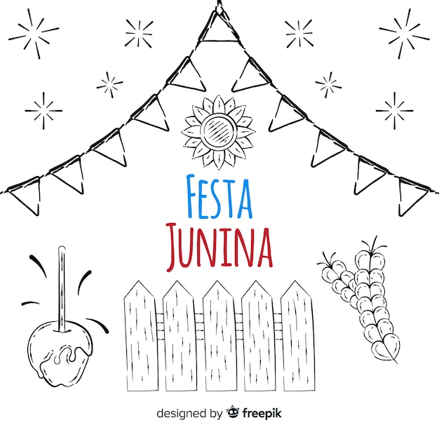 Bezpłatny wektor ręcznie rysowane tło festa junina