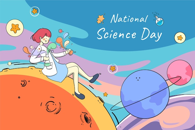 Ręcznie Rysowane Tło Narodowego Dnia Nauki