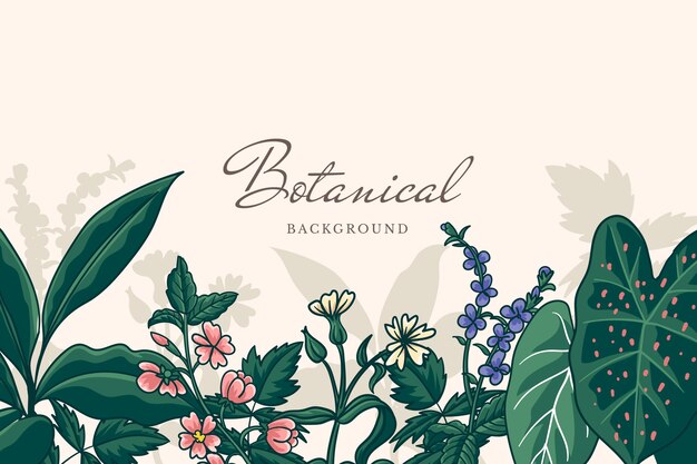 Ręcznie rysowane tło ogrodu botanicznego
