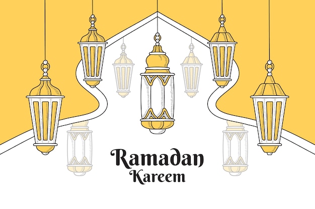 Bezpłatny wektor ręcznie rysowane tło ramadan kareem