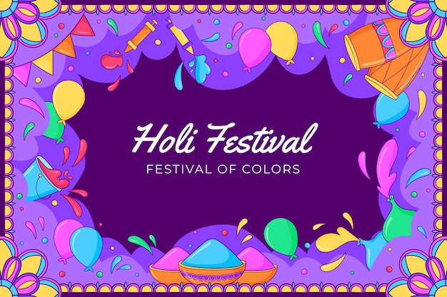 Ręcznie Rysowane Tło Uroczystości Festiwalu Holi