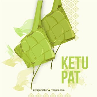 Ręcznie rysowane tradycyjnej kompozycji ketupat