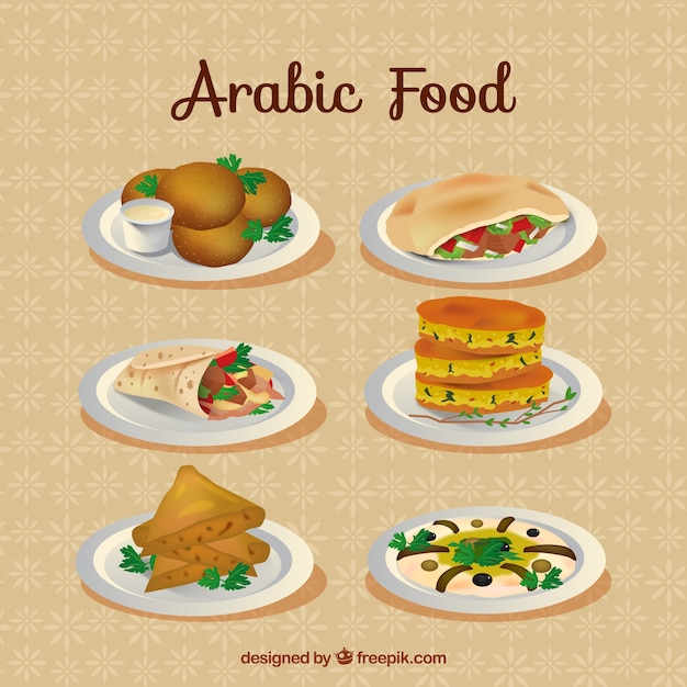 Ręcznie rysowane typowe arabskie dietetyczne