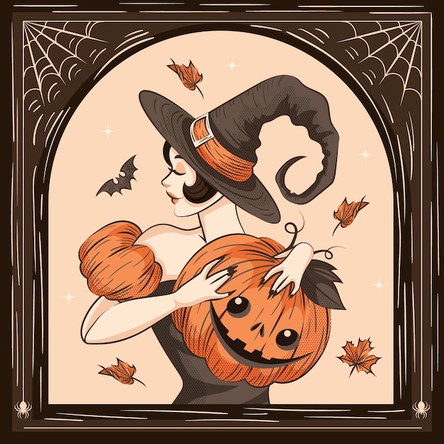 Ręcznie Rysowane Vintage Ilustracji Halloween