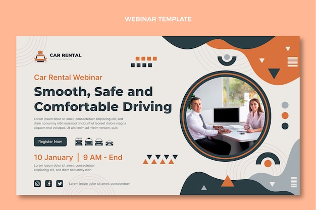 Bezpłatny wektor ręcznie rysowane webinarium dotyczące wynajmu samochodów
