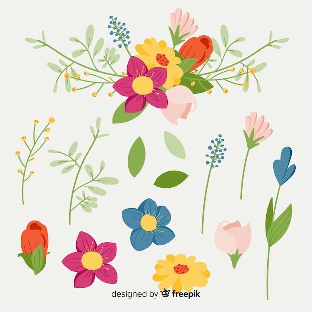 Ręcznie rysowane wiosenne kwiaty collecion