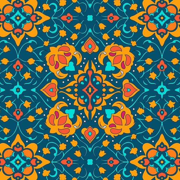 Bezpłatny wektor ręcznie rysowane wzór dywanu perskiego