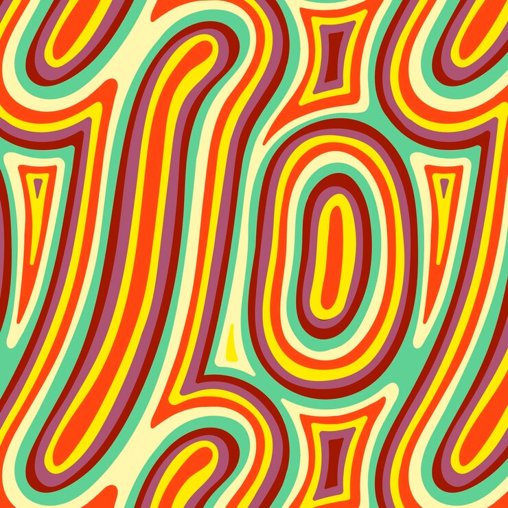 Bezpłatny plik Wektor ręcznie rysowane wzór psychodeliczny z płaskim groovy