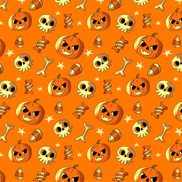 Ręcznie rysowane wzór vintage na halloween