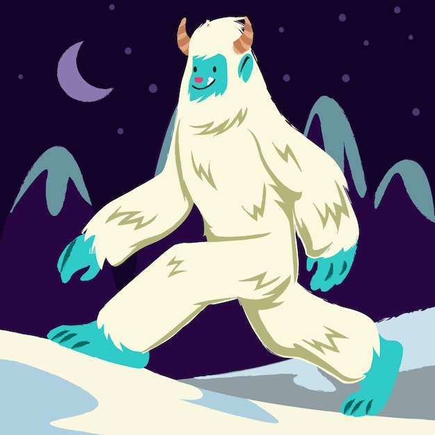 Ręcznie Rysowane Yeti Ohydna Bałwana Ilustracja