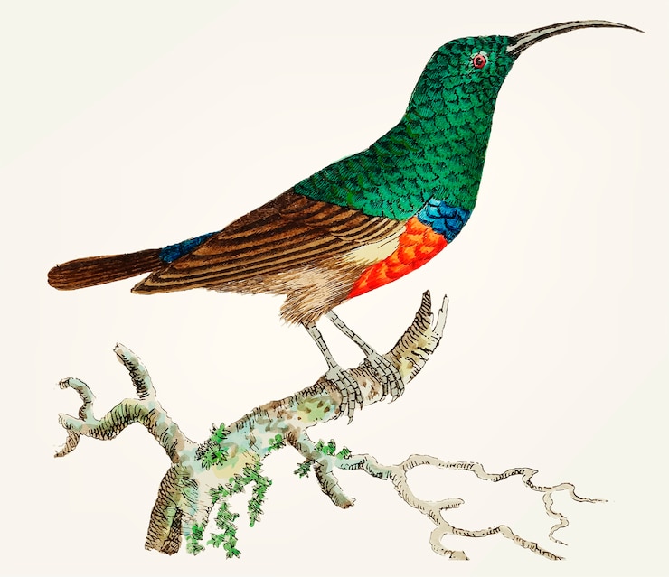 Bezpłatny plik Wektor ręcznie rysowane z red-bellied creeper