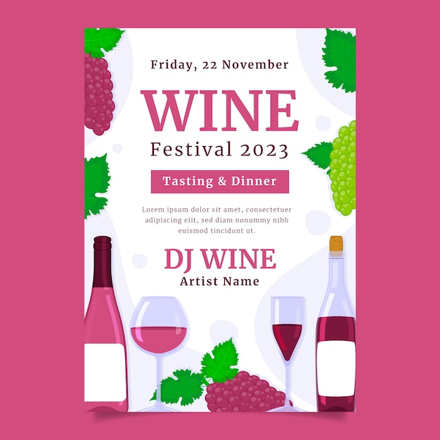 Bezpłatny wektor ręcznie rysowane zaproszenie na festiwal wina
