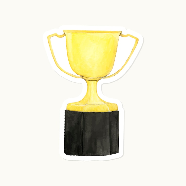 Bezpłatny plik Wektor ręcznie rysowane żółte trofeum wektor naklejki
