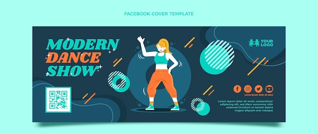 Bezpłatny wektor ręcznie rysowany dynamiczny pokaz tańca na okładce na facebooku