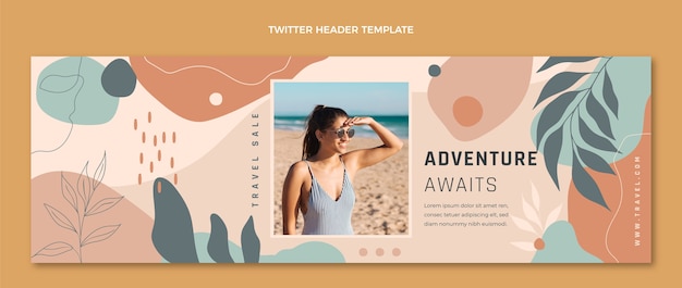 Bezpłatny wektor ręcznie rysowany nagłówek twittera podróży
