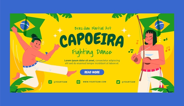 Ręcznie Rysowany Poziomy Baner Capoeira