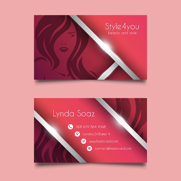 Bezpłatny wektor red beauty salon business card