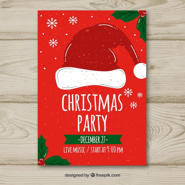 Bezpłatny wektor red christmas party plakat