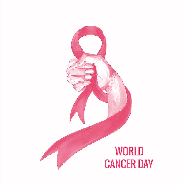 Ręka Kobiety Ze Wstążką Jako Symbol Tła światowego Dnia Raka