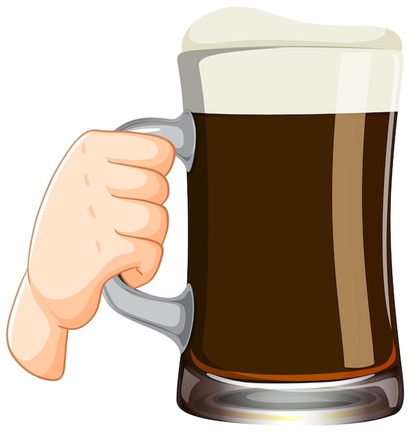 Bezpłatny wektor ręka trzyma szklankę piwa