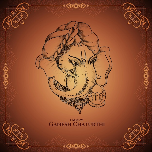 Religijna Piękna Kartka Z życzeniami Festiwalu Happy Ganesh Chaturthi