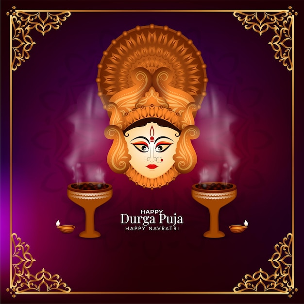 Religijna Szczęśliwa Durga Puja I Szczęśliwy Festiwal Navratri Piękne Tło