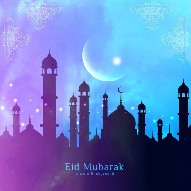 Religijne Eid mubarak akwarela tła