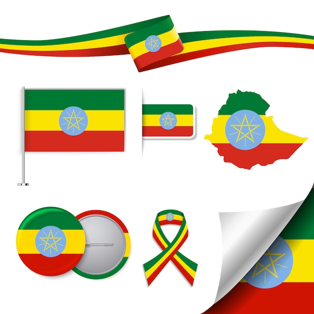 Bezpłatny wektor reprezentatywna kolekcja elementów etiopii