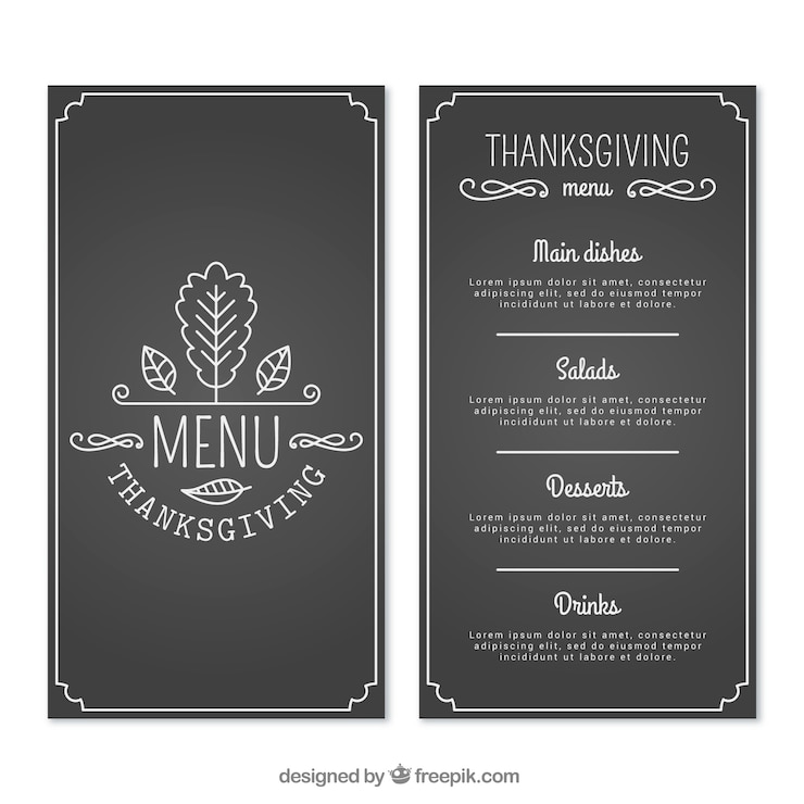 Bezpłatny plik Wektor retro dziękczynienia menu na blackboard efekt