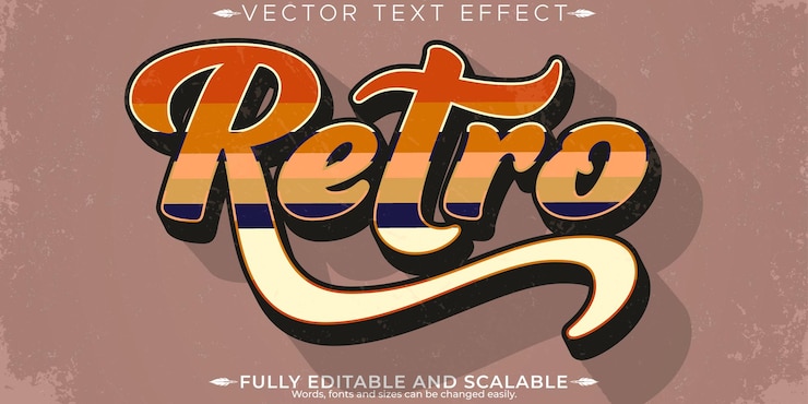 Bezpłatny plik Wektor retro efekt tekstu naklejki edytowalny tekst z lat siedemdziesiątych i osiemdziesiątych stylex9