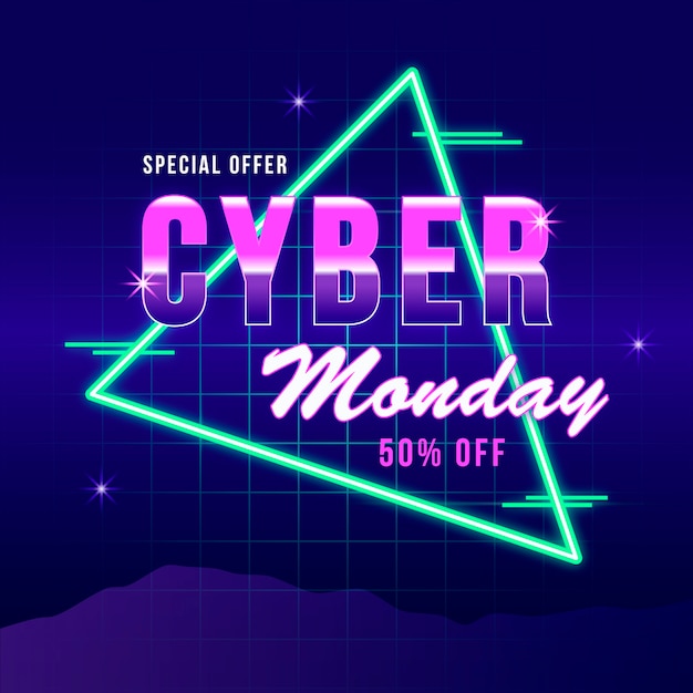 Retro Futurystyczny Cyber Poniedziałek Koncepcja