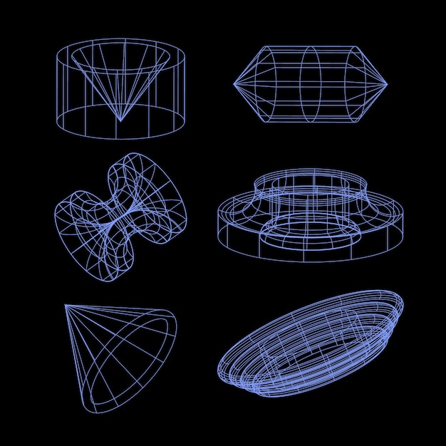 Retro futurystyczny element siatki 3D