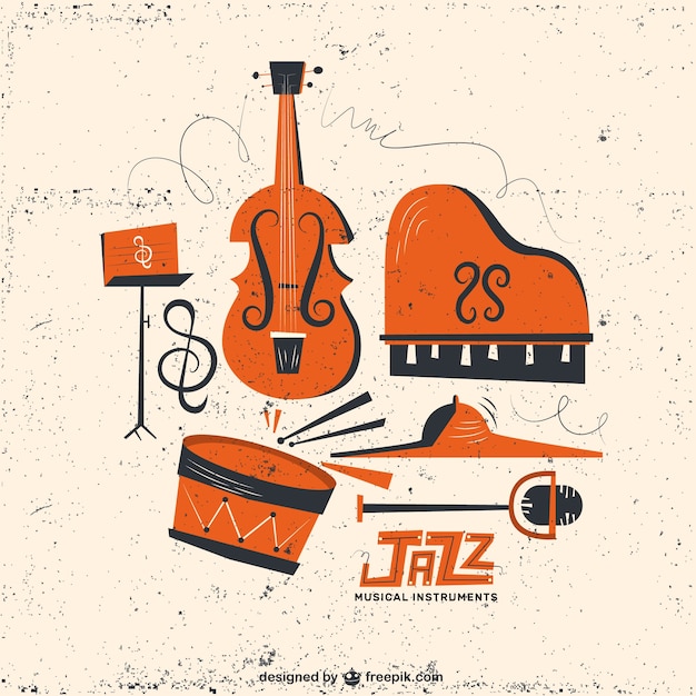 Bezpłatny wektor retro instrumenty jazzowe