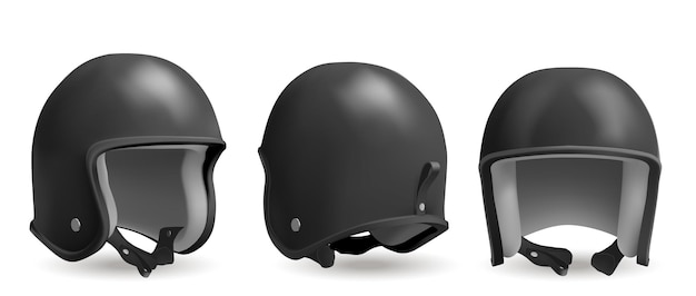 Retro Kask Motocyklowy Z Przodu Z Tyłu I Pod Kątem