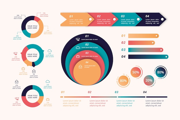 Bezpłatny wektor retro kolorowe płaskie infographic