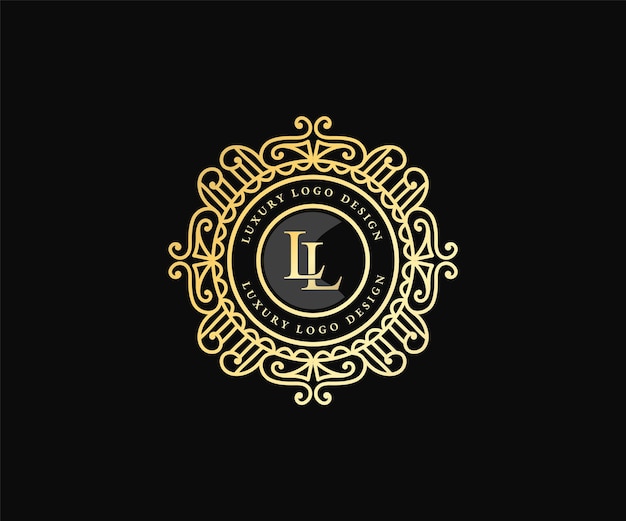 Retro luksusowy wiktoriański kaligraficzny godło heraldyczne logo szablon z ozdobną ramą ozdobną