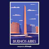 Bezpłatny wektor retro plakat promocyjny buenos aires