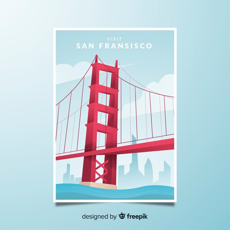 Bezpłatny plik Wektor retro plakat promocyjny san francisco