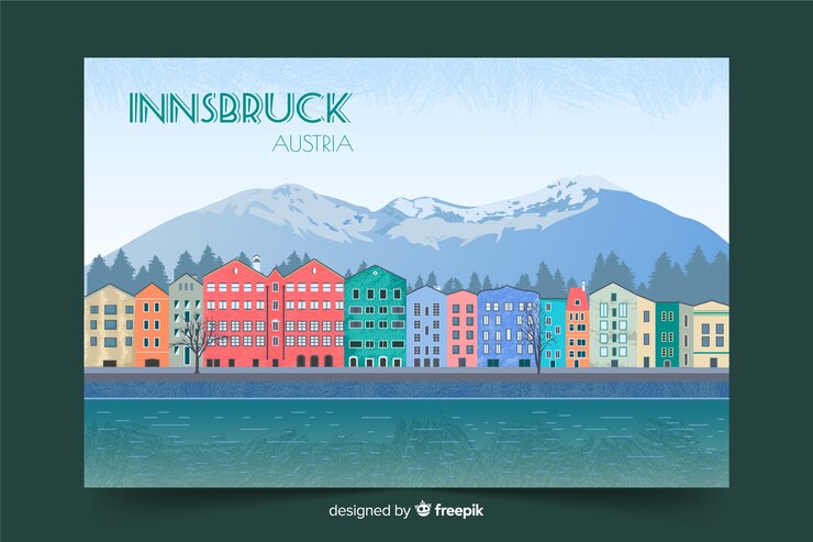 Bezpłatny plik Wektor retro plakat promocyjny szablonu innsbruck
