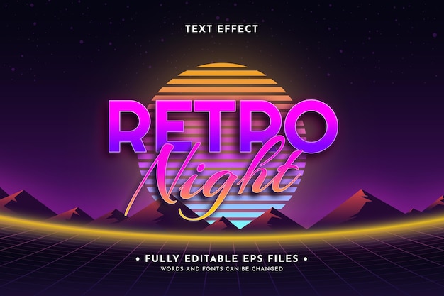 Bezpłatny wektor retro projekt efektu tekstu neonowego