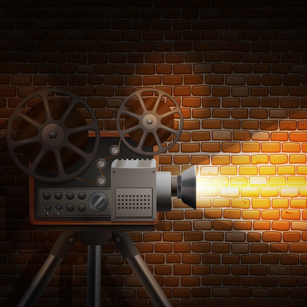 Retro Tapeta Filmowa Z Realistycznym Projektorem