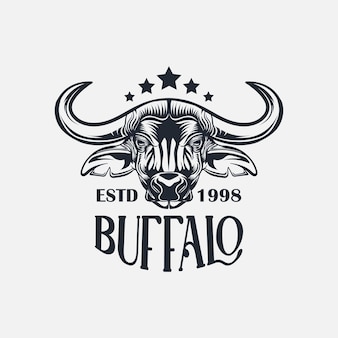 Retro vintage buffalo head logo, godło, etykieta, wektor projektowania logo