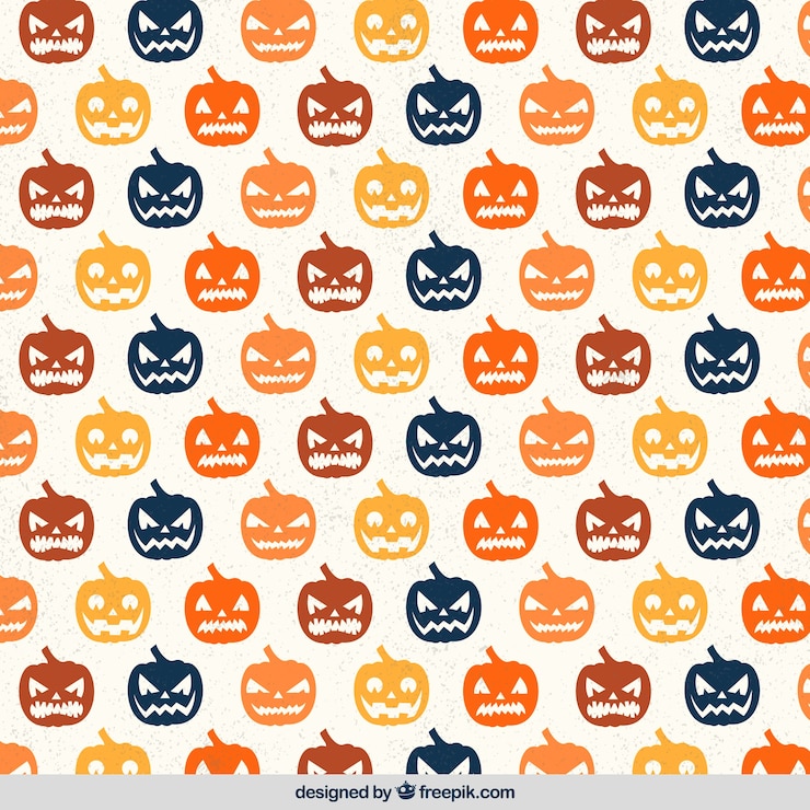 Bezpłatny plik Wektor retro wzór z halloween dynie w różnych kolorach
